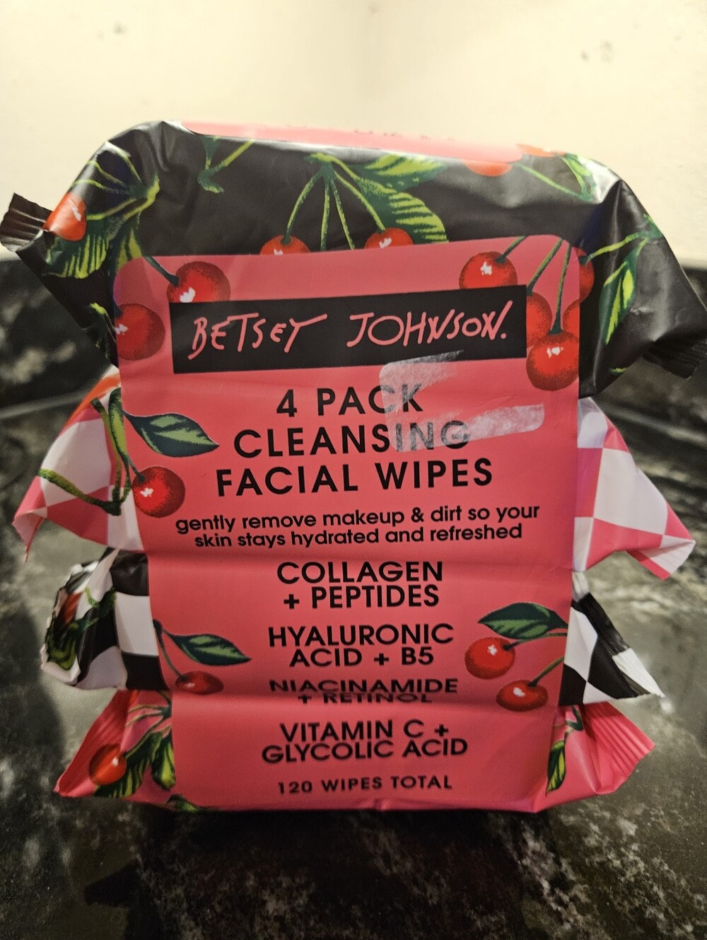 Betsey Johnson Cleansing Facial Wipes Variety Pack - 4 Pack (120 Count) NIB - Picture 5 of 7